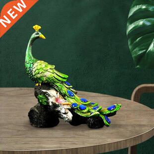 Peacock Figurine Sculpture Peacock Stand on Stump Style Stat
