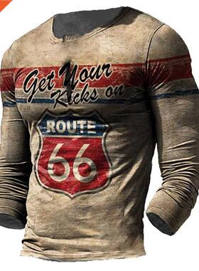 Vintage 3d Letter Print Men's T Shirt Spring Autumn