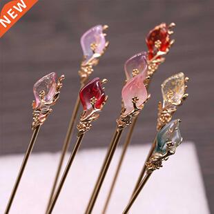 Vintage Chinese Style Hanfu Hair Stick Women Metal Glaze Hai