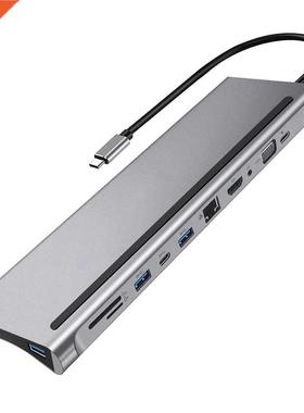 Multfunction Type-C Hub Adapter USB.0 RJ45 TF Reader .5mm