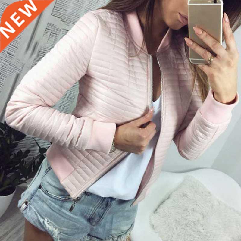 Womens Padded Warm Down Bomber Jacket Coat Winter Collarless