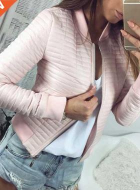 Womens Padded Warm Down Bomber Jacket Coat Winter Collarless