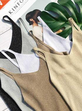 Women Knitted Camisole Summer Spring Spaghetti Strap Elastic