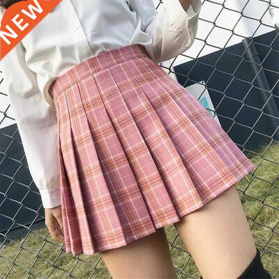 2022 Women's Skirt Shorts High Waist A-line Student Plaid Pl