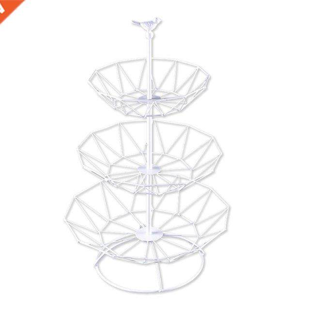 3 Tier Fruit Baskets Metal Wire Fruit Bowl Snacks Cake Stand