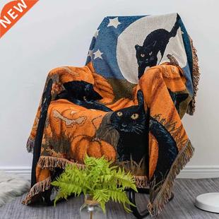Knitted Blanket Towel Black Full Sofa Cat Beds Halloween For