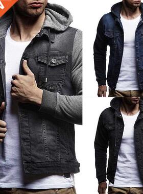 2019 New Jeans Jackets Men Hooded Autumn Denim Coat For Male