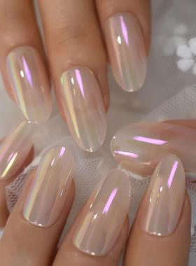 Holo Nail Aurora Neon Press on False Nails Long Chameleon C