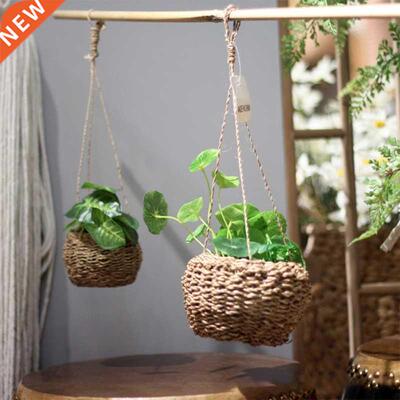 Garden Plant Storage Basket Jute Rope Hanging Planter Woven