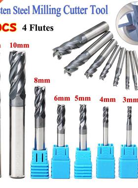 8Pcs 4 Flutes Carbide End Mill Set Tungsten Steel Base Metal