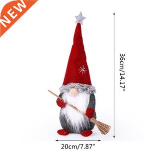 Standing Santa Claus with Broom Christmas Dwarf Gnome Doll O