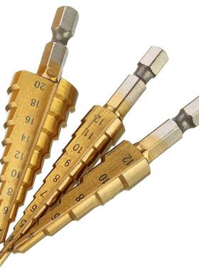3pcs HSS Titanium Coated Step Bit for 3-12mm 4-12mm 4-20mm S