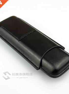 Leather Cigar Case Cigar Huidor Black High-end 2 Tube Hold