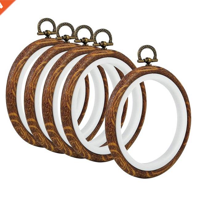 5Pcs Embroidery Hoops Imitated Wood Embroidery Circle Round