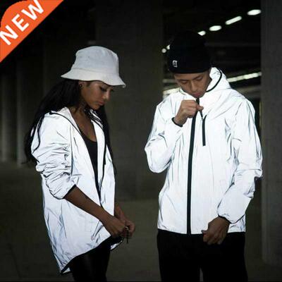 Hot Men's Full Reflective Jacket Light Hoodies Women Jac