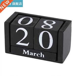 Desktop Wood Block Vintage Date Calendar Month Displa Wooden