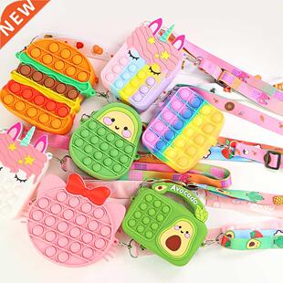 Rainbow Unicorn Push Bubbles Strap Bag Coin Purse Wallet Lad