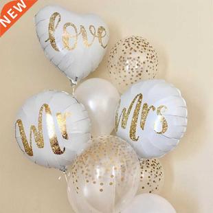 Gold Glitter foil Round LOVE White Mr&Mrs 18inch Print