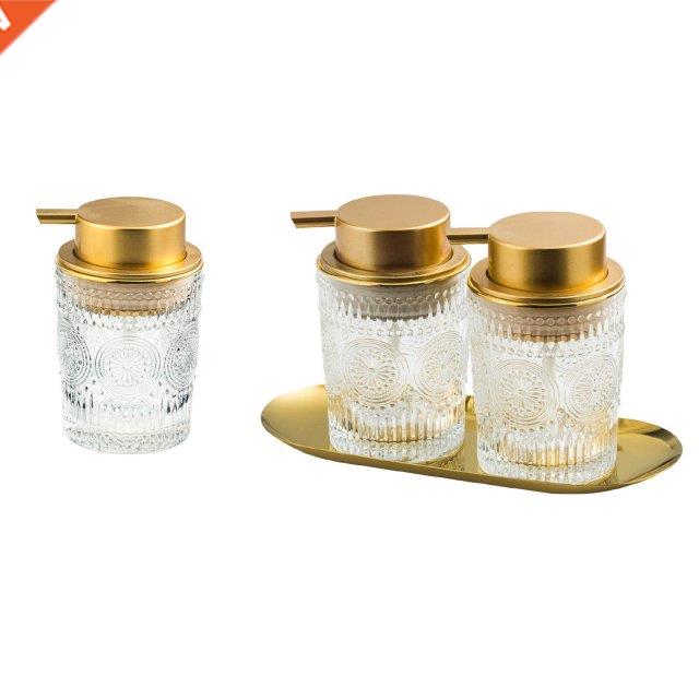 European Soap Dispenser Glass 3D Relief Design for Counterto