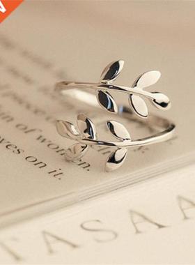 Fashion Open Leaf Rings For Women Girls Rose Gold Resizable