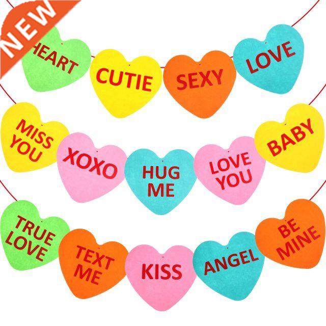 14 Pcs Valentine's Day Hanging Candy Heart Felt Garl