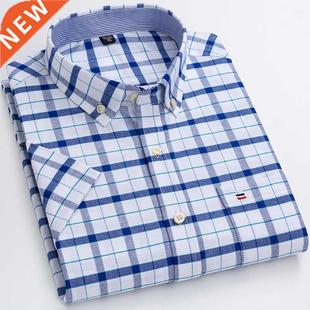S~7xl Cotton Shirts for Men Short Sleeve Summer Plus Size P