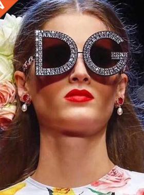New rend big frame letter sunglasses retro diamond sunglasse
