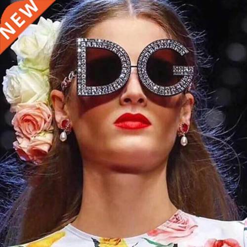 New rend big frame letter sunglasses retro diamond sunglasse