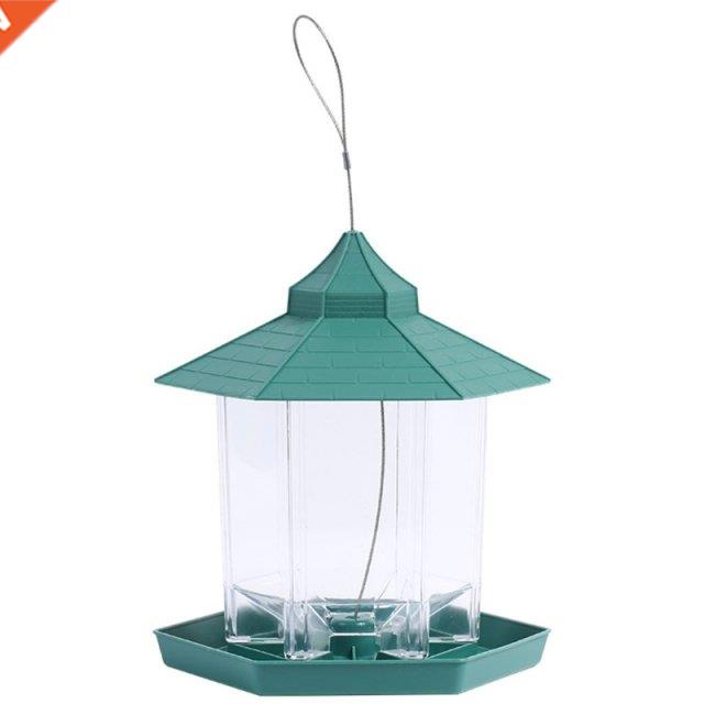 Plastic Bird Feeder Hexagonal Suspension Waterproof Outdoor