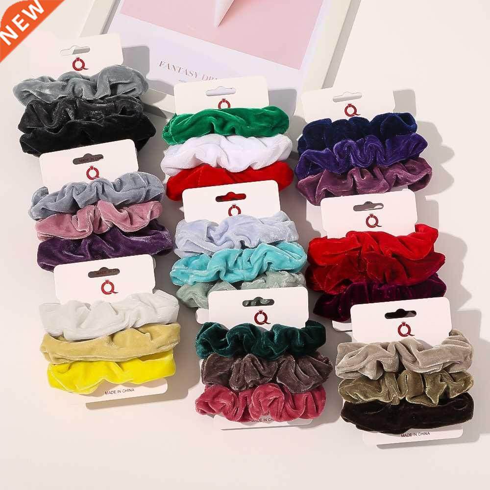 3Pcs/lot New Fashion Solid color Gold velvet circle simple