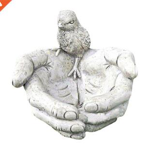 Hand Sd Brd Feeder Resn Garden Statue Sculpture Outdoo