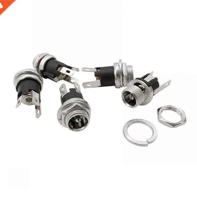 5Pcs 5.5 x 2.1mm DC Socket Connector With Nut Female Panel M