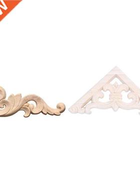 2 Pcs Wood Carved Corner Onlay Applique Decor Furniture Craf