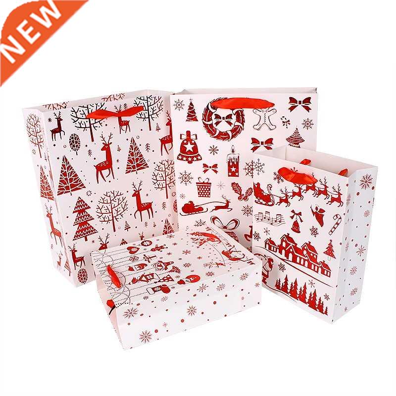 4pcs Christmas Paper Gift Bags Merry Christmas Tree Printed