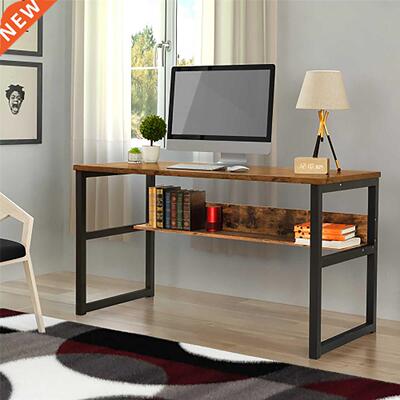 55.1inch Computer Desk With Bookshelf Modern Office Desk Wit
