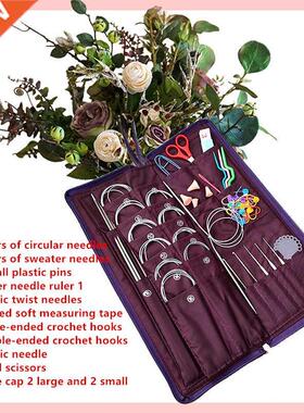 73/34pcs Stainless Knitting Needles Set Circular Knitting Ne
