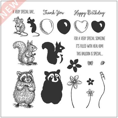 Squirrel Raccoon  Silicone Clear Stamp Cling Seal Scrapbo