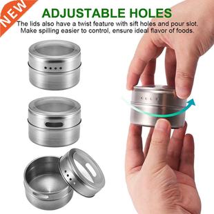 Set With Stickers Magnetic Steel Jar Stainless Spice