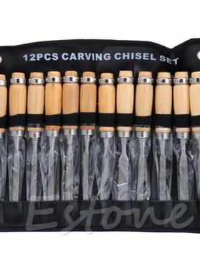 12Pcs/set Wood Carvng Hand Chsel Woodworkng Tool Set Wood