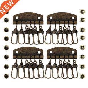 Key Row Keychain Hook Copper Silver Mirror 4/6 Rows Leather