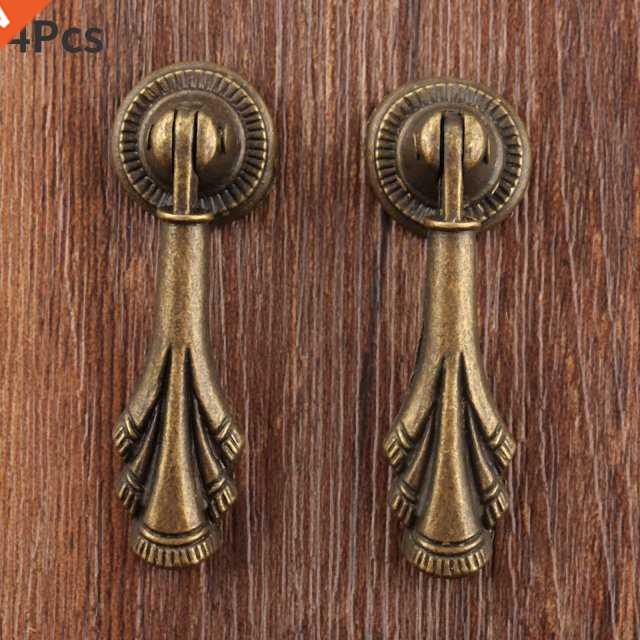 4 Pcs Kitchen Door Wood Box Wardrobe Pull Handle Knobs Antiq