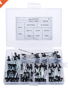 120Pcs/set M2.4 M3.0 M3.2 M4 Black Aluminium Blind Rivets Na