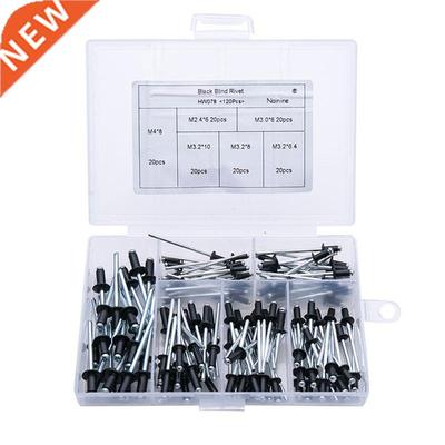 120Pcs/set M2.4 M3.0 M3.2 M4 Black Aluminium Blind Rivets Na