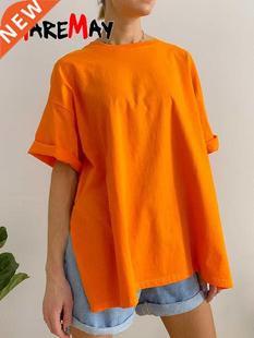 Loose Casual Basic Green Women Shirt Oversized Cotton