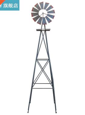 8FT Weather Resistant Yard Garden Windmill Gray Red Decorat