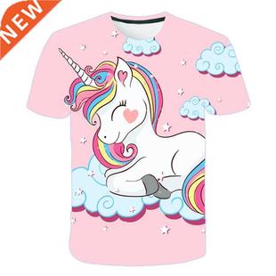 2022 Unicorn Girls T-shirt Summer Kids Cartoon T-shirt Kids