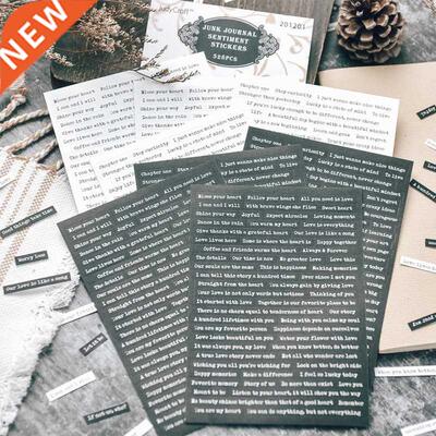 8Sheets Black White Words Phrase Stickers Scrapbooking Mater