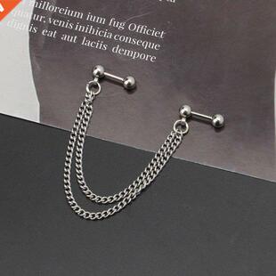1Pc Punk Ball Stud Cartilage Ear Cuff Wrap Double Chain Pier