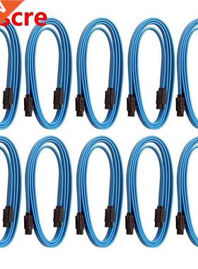 10 Pcs SATA Cable SATAIII 6Gbps Double Head with Buckle Shra