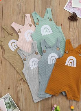 0-18M Summer Baby Girls Boys Rompers 6 Colors Rainbow Printe